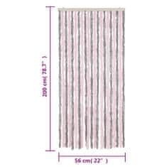 Vidaxl ezüstszürke és rózsaszín zsenília rovarfüggöny 56 x 200 cm 377361