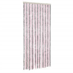 Greatstore ezüstszürke és rózsaszín zsenília rovarfüggöny 100 x 200 cm
