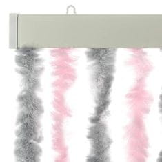 Greatstore ezüstszürke és rózsaszín zsenília rovarfüggöny 100 x 230 cm