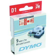Dymo címke LM D1 alap 9mm piros betű / fehér alap (40915)