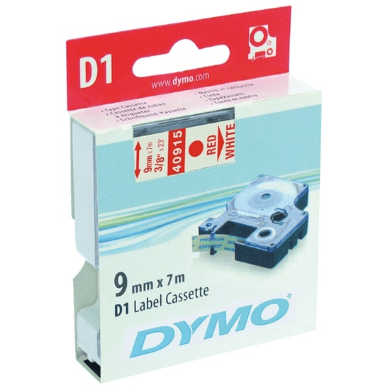 DYMO címke LM D1 alap 9mm piros betű / fehér alap