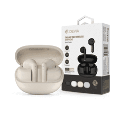 Devia TWS Bluetooth sztereó headset v5.3 + töltőtok - Devia TWS-M7 ENC Wireless Earphone with Charging Case - bézs