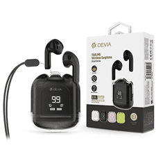 Devia TWS Bluetooth sztereó headset v5.3 + töltőtok - Devia TWS-M6 Wireless Earphone with Charging Case - fekete