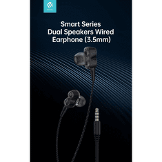 Devia univerzális sztereó felvevős fülhallgató - 3,5 mm jack - Devia Smart Series Dual Speakers Wired Earphone - fekete