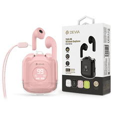 Devia TWS Bluetooth sztereó headset v5.3 + töltőtok - TWS-M6 Wireless Earphone with Charging Case - rózsaszín (ST399305)