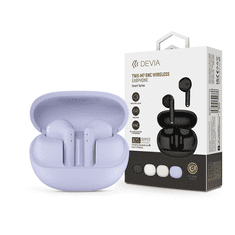 Devia TWS Bluetooth sztereó headset v5.3 + töltőtok - Devia TWS-M7 ENC Wireless Earphone with Charging Case - lila