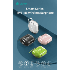 Devia TWS Bluetooth sztereó headset v5.3 + töltőtok - Devia TWS-M6 Wireless Earphone with Charging Case - fekete