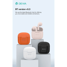 Devia TWS Bluetooth sztereó headset v5.3 + töltőtok - Devia TWS-K1 Wireless Earphone with Charging Case - rózsaszín