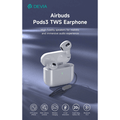 Devia TWS Bluetooth sztereó headset v5.3 + töltőtok - Airbuds Pods3 TWS Wireless Earphone with Charging Case - fehér (ST399121)