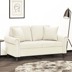 Vidaxl 2 személyes krémszínű bársony kanapé díszpárnákkal 120 cm (3200943)