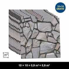 PrimePick Háromdimenziós öntapadós fali matricák kiemelkedő szikla hatással, a természetesen kiemelkedő kövek hatása természetes hangulatot visz az otthonába vagy irodájába, (10+10 darab), 10+10RocksWall