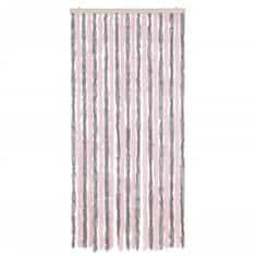 Greatstore ezüstszürke és rózsaszín zsenília rovarfüggöny 56 x 200 cm