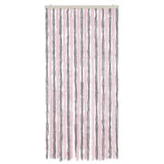Vidaxl ezüstszürke és rózsaszín zsenília rovarfüggöny 90 x 200 cm 377362