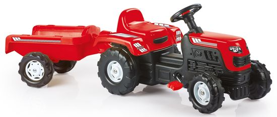 DOLU Ranchero pedálos traktor pótkocsival, piros