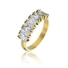 Csillogó aranyozott gyűrű cirkónium kövekkel Leila White Ring MCR23061G (Kerület 57 mm)