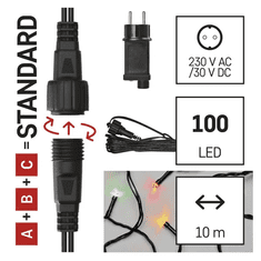 EMOS D1AM01 LED Kül-/beltéri fényfüzér 10m - Színes (D1AM01)