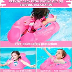 PrimePick Úszógyűrű babáknak és kisgyermekeknek baldachinnal, baba vízi gyűrű baldachinnal a nap és a hőség ellen, FloatyBaby, rózsaszín