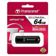 Transcend JetFlash F700 64GB USB 3.0 Fekete Pendrive TS64GJF700