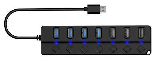 Connect IT Mighty Switch 2 USB-A hub, (4xUSB-A 3.0, 3xUSB-A 2.0), külső, fekete (CHU-5410-BK)