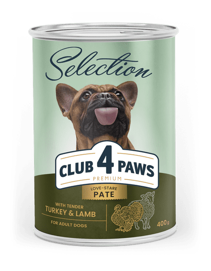 Club4Paws Premium Nedves kutyaeledel - pulyka és bárány pástétom 8x400g