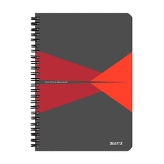 LEITZ Office 90 lapos A5 kockás spirálfüzet - Szürke -piros (44980025)