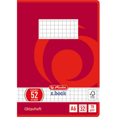 Herlitz A6 32lapos kockás füzet - Piros (00413633)