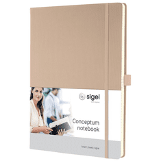 Sigel Conceptum 97 lapos A5 kockás jegyzetfüzet - Bézs (CO650)