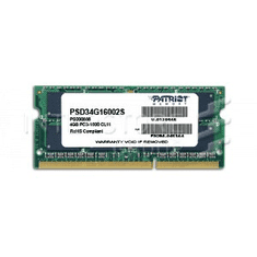Patriot 4GB 1600MHz CL11 DDR3 SO-DIMM memória (PSD34G160081S)