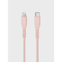 UNIQ Flex USB-C apa 2.0 - Lightning apa Adat és töltőkábel - Rózsaszín (1.2m) (UNIQ-FLEX(CTMFI)-PINK)