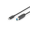 Assmann Digitus AK-300149-010-S USB-C - USB-B összekötő kábel 1m - Fekete (AK-300149-010-S)