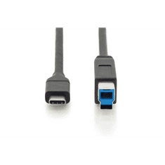 Assmann Digitus AK-300149-010-S USB-C - USB-B összekötő kábel 1m - Fekete (AK-300149-010-S)