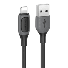 US-SJ595 USB-A Lightning apa Adat és töltőkábel - Fekete (1m) (SJ595USB01)
