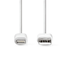 Nedis CCGL39300WT20 USB-A apa - Lightning apa 2.0 Adat és töltő kábel - Fehér (2m) (CCGL39300WT20)