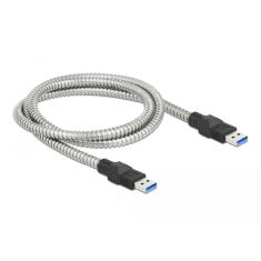 DELOCK USB-A apa - USB-A apa Adat- és töltőkábel 1.0m - Ezüst (86775)