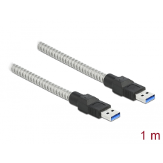DELOCK USB-A apa - USB-A apa Adat- és töltőkábel 1.0m - Ezüst (86775)