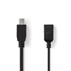 Nedis CCGP60315BK02 MiniUSB apa - USB-A anya Összekötő Kábel 0.2m - Fekete (CCGP60315BK02)