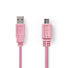 Nedis CCGP60410PK10 USB-A - USB Micro-B (apa - apa) kábel 1m - Rózsaszín (CCGP60410PK10)