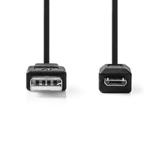 Nedis USB-A apa - MicroUSB-B apa Spirálkábel 2m - Fekete (CCGP60540BK20)
