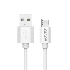 SAVIO CL-167 USB-A apa - Micro USB apa Adat és töltő kábel - Fehér (3m) (CL-167)