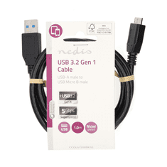Nedis CCGL61500BK10 USB-A apa - Micro USB-B apa 3.0 Adat és töltő kábel - Fekete (CCGL61500BK10)