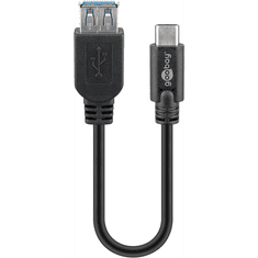 Goobay 56731 USB-C apa - USB-A anya 3.0 Adat és töltőkábel - Fekete (0.2m) (56731)