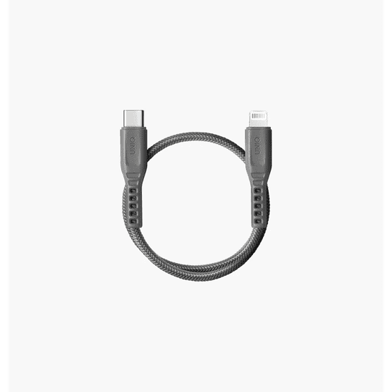 UNIQ Flex USB-C apa - Lightning apa 2.0 Adat és töltő kábel - Szürke (0.3m) (UNIQ-FLEX030(CTMFI)-GREY)