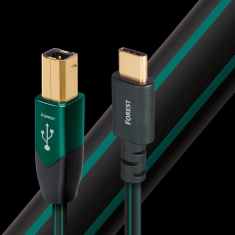 Forest USB 2.0-B apa - USB-C apa Összekötő kábel 0.75m - Fekete/Zöld (USBFOR20.75CB)