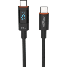 1700-0176 USB-C apa - USB-C apa 2.0 Adat és töltőkábel - Fekete (1.2m) (1700-0176)