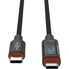 1700-0176 USB-C apa - USB-C apa 2.0 Adat és töltőkábel - Fekete (1.2m) (1700-0176)