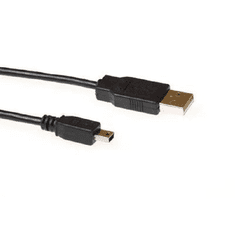 ACT USB 2.0 cable, A - 5 pin Mini B 5.0m USB kábel 5 M USB A Mini-USB B Fekete (SB2415)