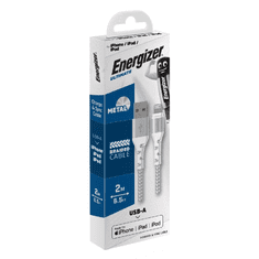 Energizer USB-A apa - Lightning apa 2.0 Adat és töltőkábel - Fehér (2m) (3492548231812)