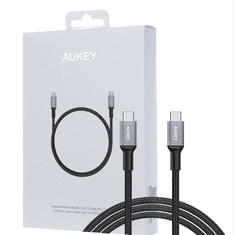 Aukey CB-CD6 USB-C apa - USB-C apa 3.0 Adat és töltő kábel - Szürke (2m) (CB-CD6)