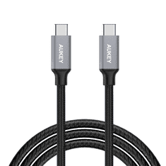 Aukey CB-CD6 USB-C apa - USB-C apa 3.0 Adat és töltő kábel - Szürke (2m) (CB-CD6)