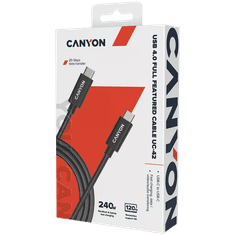 Canyon UC-42 USB Type-C apa - USB Type-C apa 4.0 Adat és töltő kábel - Fekete (2m) (CNS-USBC42B)